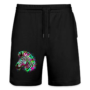 Zebra - Stanley/Stella Unisex Bio Joggingshorts Trainer  - Schwarz - Vorne - Nik (191cm) & Marisol (170cm)