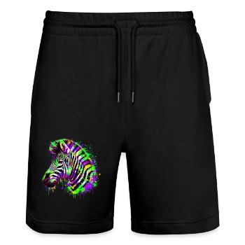 Zebra - Stanley/Stella Unisex Bio Joggingshorts Trainer  - Schwarz - Vorne - Nik (191cm) & Marisol (170cm)