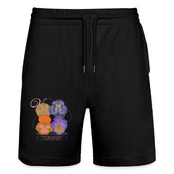 Violets Poem Flower Humor - Stanley/Stella Unisex Bio Joggingshorts Trainer  - Schwarz - Vorne - Nik (191cm) & Marisol (170cm)