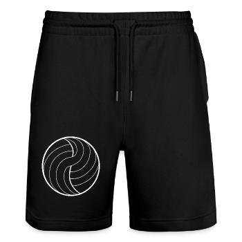 Dessin au trait de volley-ball - Short de jogging bio TRAINER Stanley/Stella unisexe - noir - Devant - Nik (191cm) & Marisol (170cm)