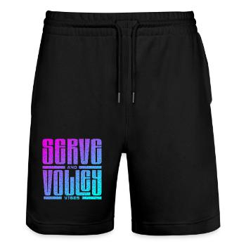 Tennis serve and volley style - Stanley/Stella Unisex Bio Joggingshorts Trainer  - Schwarz - Vorne - Nik (191cm) & Marisol (170cm)