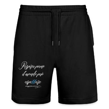 Respirez lentement, le monde peut attendre - Short de jogging bio TRAINER Stanley/Stella unisexe - noir - Devant - Nik (191cm) & Marisol (170cm)