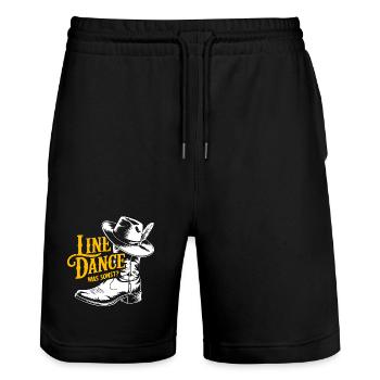 Linedance Spruch mit Cowboyhut und Stiefel - Stanley/Stella Unisex Bio Joggingshorts Trainer  - Schwarz - Vorne - Nik (191cm) & Marisol (170cm)