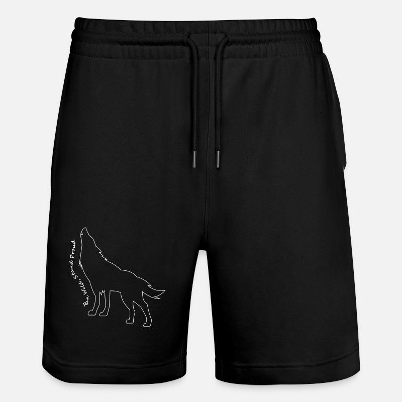 Howling Wolf Line Art Design - Stanley/Stella Trainer Unisex Organic Jogging Shorts - black