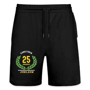 Konditorin Jubiläum 25 Jahre 25 jähriges Jubi - Stanley/Stella Unisex Bio Joggingshorts Trainer  - Schwarz - Vorne - Nik (191cm) & Marisol (170cm)