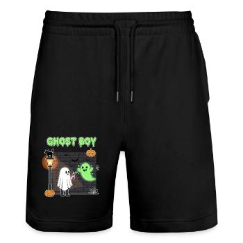 Garçon fantôme Halloween - Short de jogging bio TRAINER Stanley/Stella unisexe - noir - Devant - Nik (191cm) & Marisol (170cm)