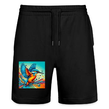 Eisvogel - Stanley/Stella Unisex Bio Joggingshorts Trainer  - Schwarz - Vorne - Nik (191cm) & Marisol (170cm)