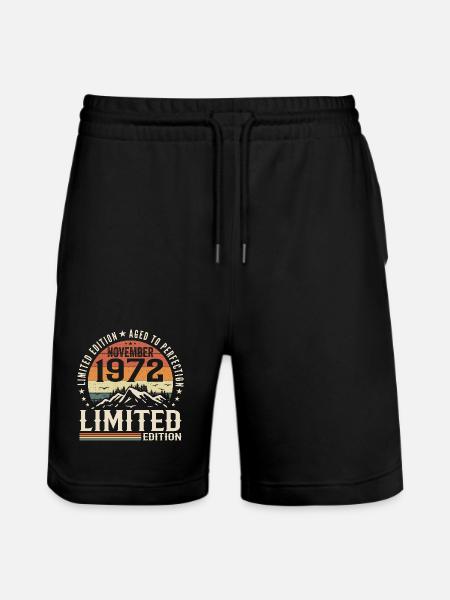 November 1972 Unique Retro Birthday - Stanley/Stella Trainer Unisex Organic Jogging Shorts - black