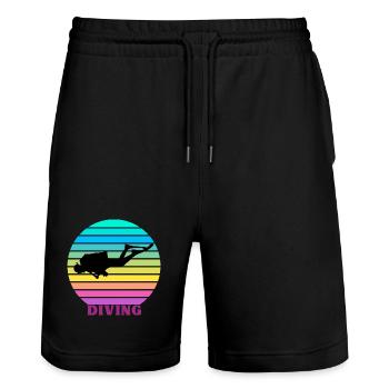 Diving Retro - Stanley/Stella Trainer Unisex Organic Jogging Shorts - black - Front - Nik (191cm) & Marisol (170cm)