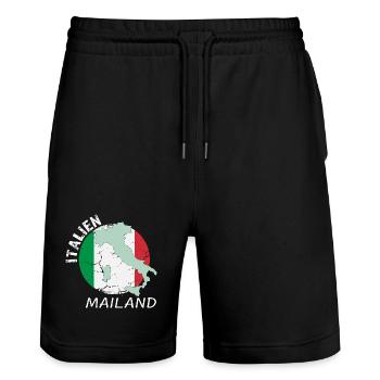 Milan - Short de jogging bio TRAINER Stanley/Stella unisexe - noir - Devant - Nik (191cm) & Marisol (170cm)