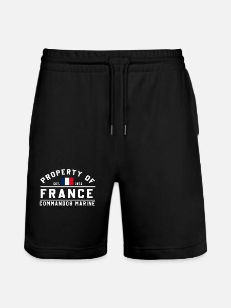 Property of France Commandos Marine - Stanley/Stella Trainer Unisex Organic Jogging Shorts - black