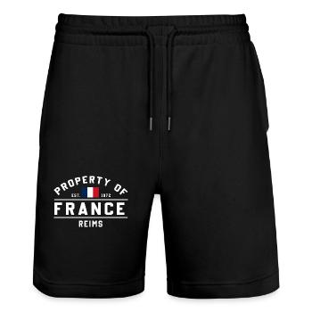 Propriété de la France Reims Vintage Emblème - Short de jogging bio TRAINER Stanley/Stella unisexe - noir - Devant - Nik (191cm) & Marisol (170cm)