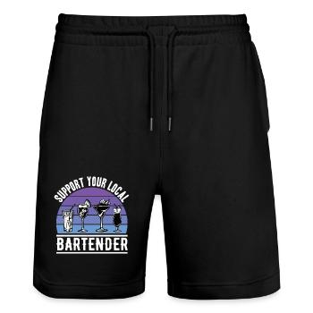 Barman offre Adieu Gastronomie - Short de jogging bio TRAINER Stanley/Stella unisexe - noir - Devant - Nik (191cm) & Marisol (170cm)