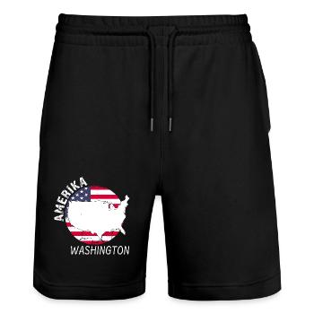 Washington - Short de jogging bio TRAINER Stanley/Stella unisexe - noir - Devant - Nik (191cm) & Marisol (170cm)