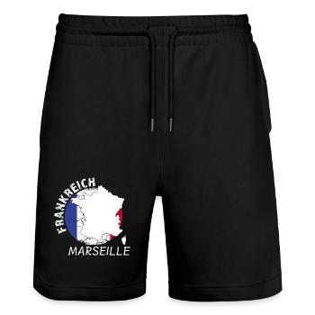 Marseille - Stanley/Stella Unisex Bio Joggingshorts Trainer  - Schwarz - Vorne - Nik (191cm) & Marisol (170cm)