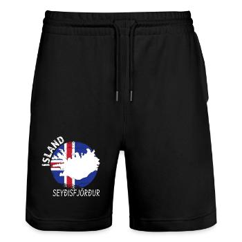 Seyðisfjörður - Stanley/Stella Unisex Bio Joggingshorts Trainer  - Schwarz - Vorne - Nik (191cm) & Marisol (170cm)