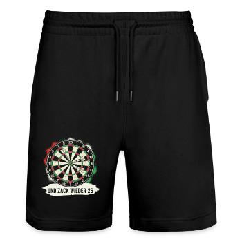 Dart Zack again 26 darts funny saying gift - Stanley/Stella Trainer Unisex Organic Jogging Shorts - black - Front - Nik (191cm) & Marisol (170cm)