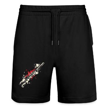 Flute Graffiti - Stanley/Stella Trainer Unisex Organic Jogging Shorts - black - Front - Nik (191cm) & Marisol (170cm)
