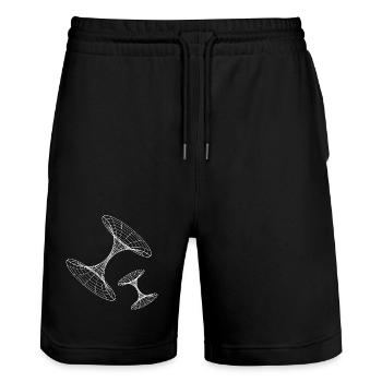 Wireframe Vortex Geometry - Stanley/Stella Trainer Unisex Organic Jogging Shorts - black - Front - Nik (191cm) & Marisol (170cm)