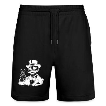 Squelette de la fête de garçon du marié - Short de jogging bio TRAINER Stanley/Stella unisexe - noir - Devant - Nik (191cm) & Marisol (170cm)