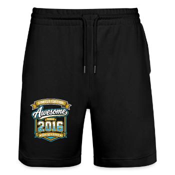 2016 Limited Edition Awesome Geburtstag Geschenk - Stanley/Stella Unisex Bio Joggingshorts Trainer  - Schwarz - Vorne - Nik (191cm) & Marisol (170cm)