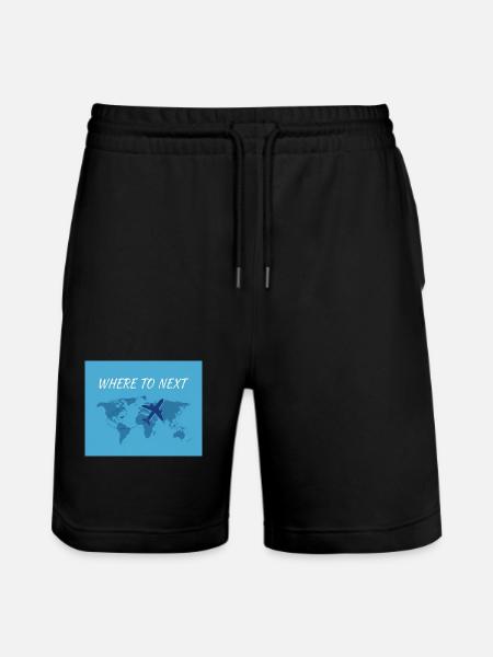 Where to Next Weltreise, Reise - Stanley/Stella Unisex Bio Joggingshorts Trainer - Schwarz