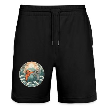 Kung Fu Kampfkunst - Stanley/Stella Unisex Bio Joggingshorts Trainer  - Schwarz - Vorne - Nik (191cm) & Marisol (170cm)