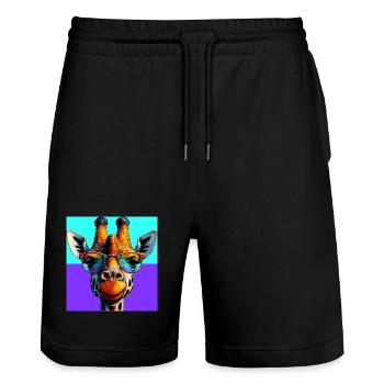 girafe - Short de jogging bio TRAINER Stanley/Stella unisexe - noir - Devant - Nik (191cm) & Marisol (170cm)