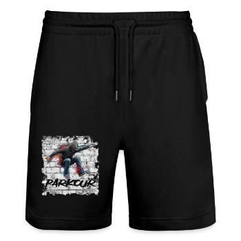 Parkour - Stanley/Stella Trainer Unisex Organic Jogging Shorts - black - Front - Nik (191cm) & Marisol (170cm)