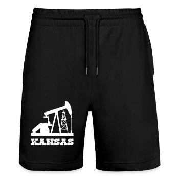 Conception de la pompe à pompe des champs pétrolifères du Kansas - Short de jogging bio TRAINER Stanley/Stella unisexe - noir - Devant - Nik (191cm) & Marisol (170cm)