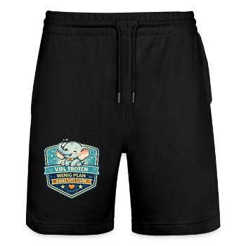 Süßer Elefanten-Patch mit Motto - Stanley/Stella Unisex Bio Joggingshorts Trainer  - Schwarz - Vorne - Nik (191cm) & Marisol (170cm)