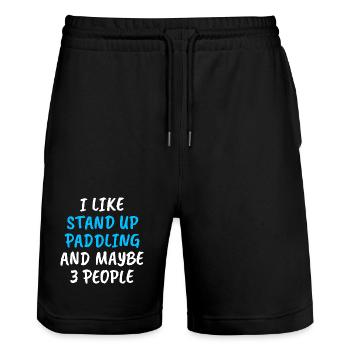 I Like Stand Up Paddling And Maybe 3 People - Stanley/Stella Trainer Unisex Organic Jogging Shorts - black - Front - Nik (191cm) & Marisol (170cm)