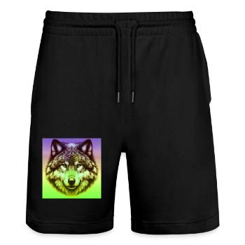 Wolf - Stanley/Stella Trainer Unisex Organic Jogging Shorts - black - Front - Nik (191cm) & Marisol (170cm)