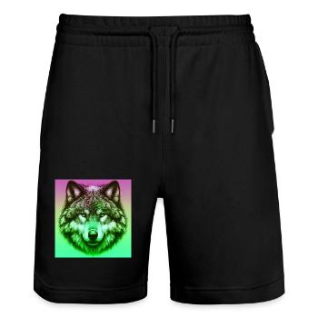 Wolf - Stanley/Stella Unisex Bio Joggingshorts Trainer  - Schwarz - Vorne - Nik (191cm) & Marisol (170cm)