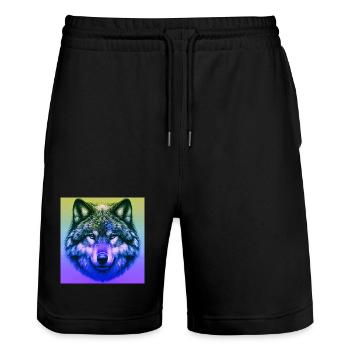 Wolf - Stanley/Stella Trainer Unisex Organic Jogging Shorts - black - Front - Nik (191cm) & Marisol (170cm)