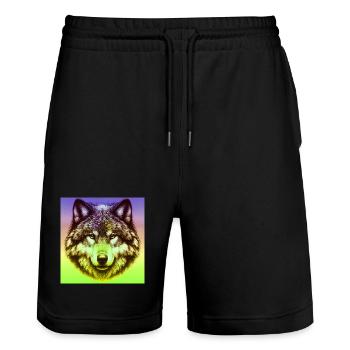 Wolf - Stanley/Stella Unisex Bio Joggingshorts Trainer  - Schwarz - Vorne - Nik (191cm) & Marisol (170cm)