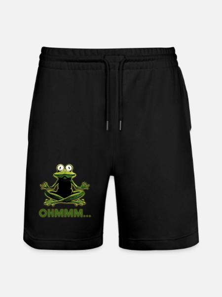 Frog in Meditation: Ohmm Zen - Stanley/Stella Trainer Unisex Organic Jogging Shorts - black