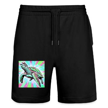 turtle - Stanley/Stella Trainer Unisex Organic Jogging Shorts - black - Front - Nik (191cm) & Marisol (170cm)