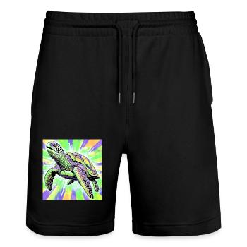 turtle - Stanley/Stella Trainer Unisex Organic Jogging Shorts - black - Front - Nik (191cm) & Marisol (170cm)