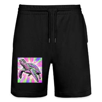 turtle - Stanley/Stella Trainer Unisex Organic Jogging Shorts - black - Front - Nik (191cm) & Marisol (170cm)