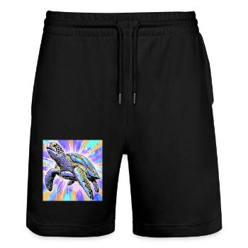 turtle - Stanley/Stella Trainer Unisex Organic Jogging Shorts - black - Front - Nik (191cm) & Marisol (170cm)