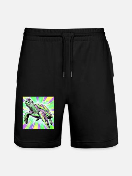 turtle - Stanley/Stella Trainer Unisex Organic Jogging Shorts - black