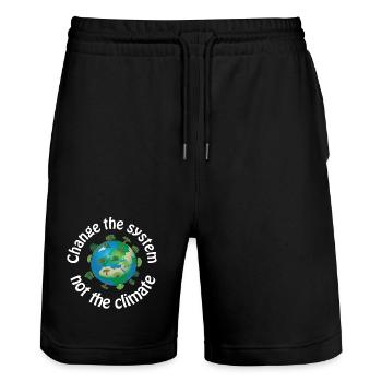 Changer le système, pas le climat - Short de jogging bio TRAINER Stanley/Stella unisexe - noir - Devant - Nik (191cm) & Marisol (170cm)