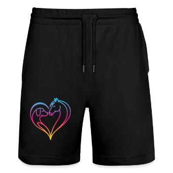 Pferd Hund Herz - Stanley/Stella Unisex Bio Joggingshorts Trainer  - Schwarz - Vorne - Nik (191cm) & Marisol (170cm)