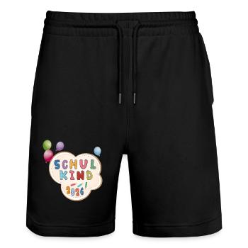 Schulkind 2026  Einschulung - Stanley/Stella Unisex Bio Joggingshorts Trainer  - Schwarz - Vorne - Nik (191cm) & Marisol (170cm)