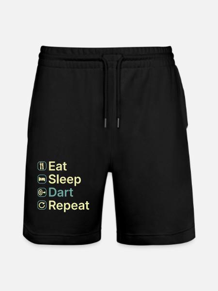 Eat Sleep Darts Repeat Funny Dart Player Gift - Stanley/Stella Trainer Unisex Organic Jogging Shorts - black