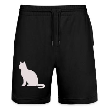 Silhouette de chat pastel - Short de jogging bio TRAINER Stanley/Stella unisexe - noir - Devant - Nik (191cm) & Marisol (170cm)