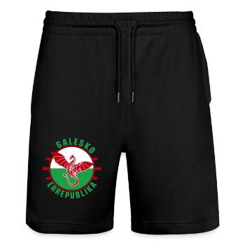 Galesko Errepublika - Welsh Republic - Stanley/Stella Trainer Unisex Organic Jogging Shorts - black - Front - Nik (191cm) & Marisol (170cm)