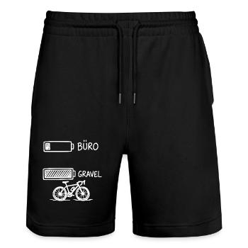 Büro Akku Gravelbike - Stanley/Stella Unisex Bio Joggingshorts Trainer  - Schwarz - Vorne - Nik (191cm) & Marisol (170cm)