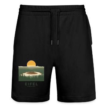 Eifel Volcano | Vintage Nature Poster - Stanley/Stella Unisex Bio Joggingshorts Trainer  - Schwarz - Vorne - Nik (191cm) & Marisol (170cm)